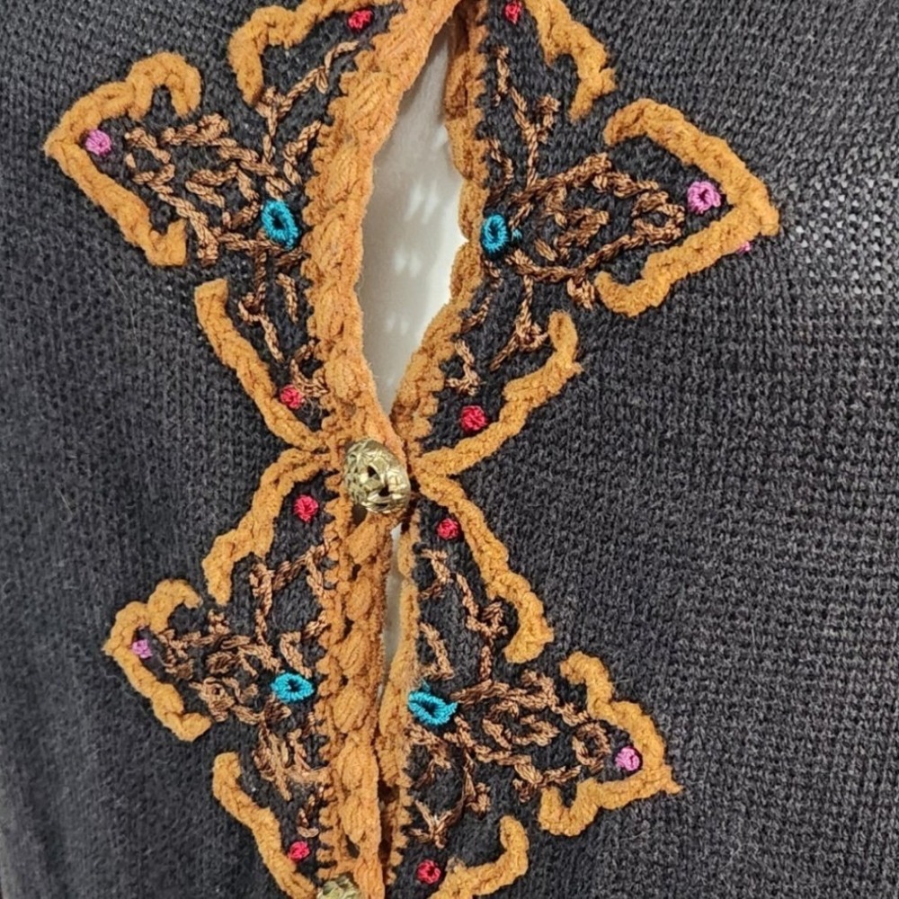 Coldwater Creek Embroidered Tapestry Cardigan Jacket Boho - Picture 3 of 11
